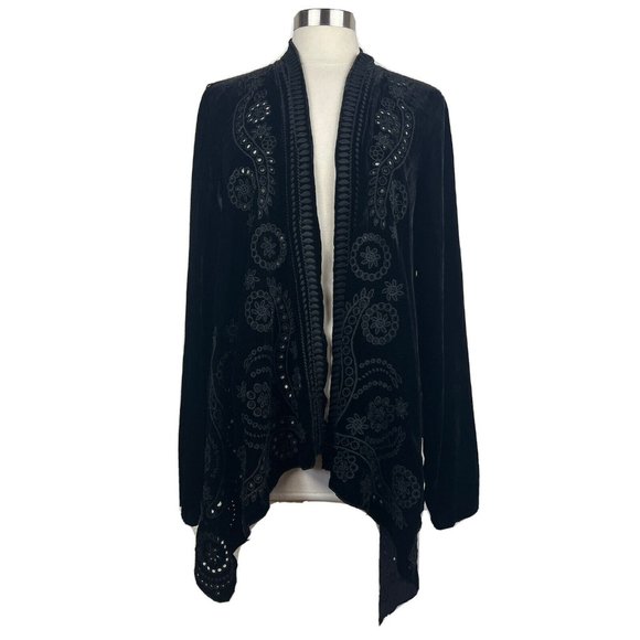 Johnny Was Jackets & Coats Johnny Was Jw Womens Black Velvet Kimono